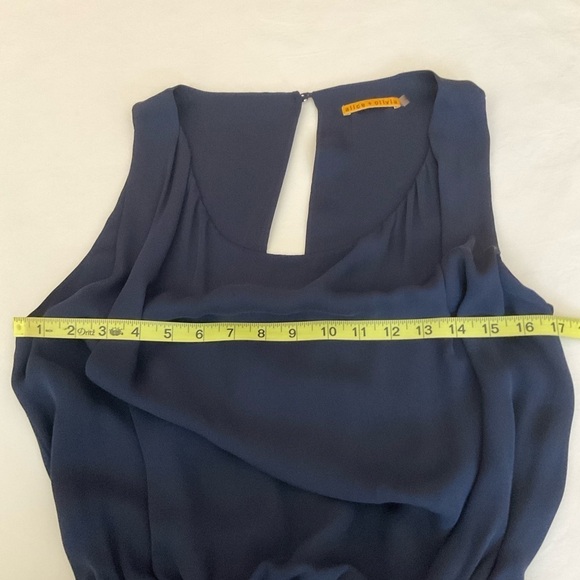 Alice + Olivia Silk Sleeveless Midi Dress Keyhole Back in Navy Size S/P - Picture 10 of 14